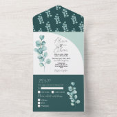 Eucalyptus huwelijksuitnodiging & RSVP voorjaarsbl All In One Uitnodiging (Binnen)