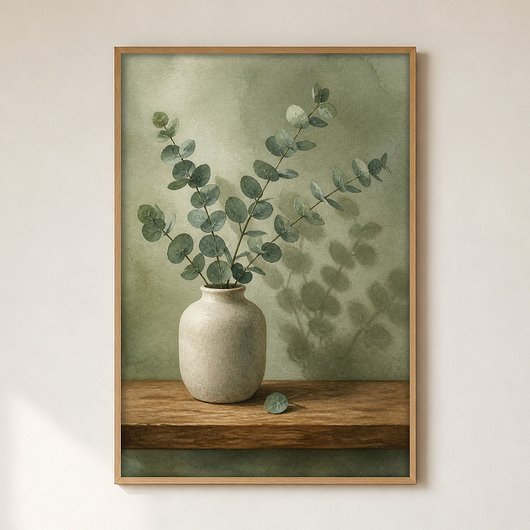Eucalyptus in een stenen vaas waterverfposter poster
