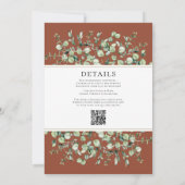 Eucalyptus in één terracotta bruiloft kaart (Achterkant)