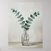 Eucalyptus in Glass Vase a Minimal Botanical Wall Poster (Voorkant)
