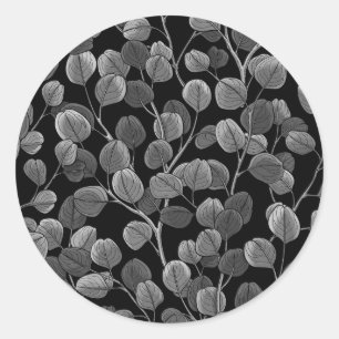 Eucalyptus in grijs ronde sticker