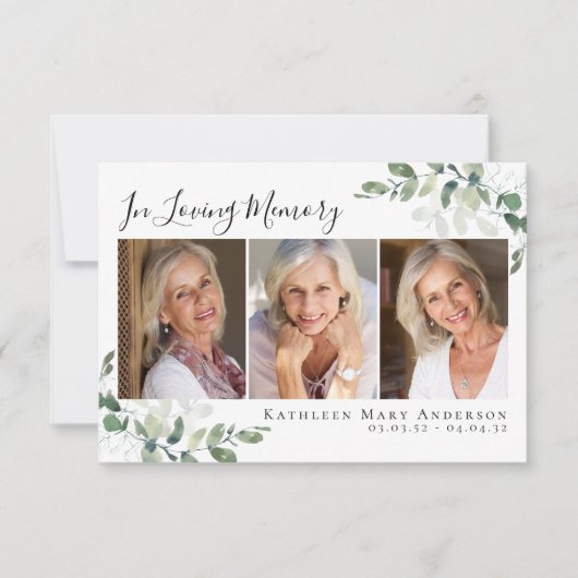 Eucalyptus in het liefhebben van geheugenfotosympa bedankkaart (Voorkant)