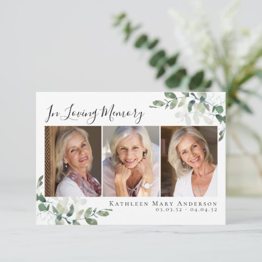 Eucalyptus in het liefhebben van geheugenfotosympa bedankkaart (Staand voorkant)