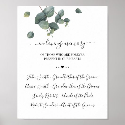 Eucalyptus in het logo voor herinnering aan levend poster (Voorkant)