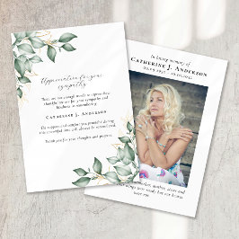 Eucalyptus in liefdevolle herinnering Fotobegrafen Bedankkaart