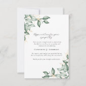 Eucalyptus in liefdevolle herinnering Fotobegrafen Bedankkaart (Voorkant)