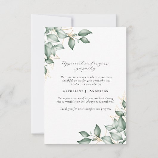 Eucalyptus in liefdevolle herinnering Fotobegrafen Bedankkaart (Voorkant)