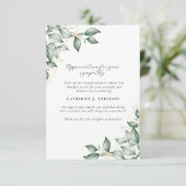 Eucalyptus in liefdevolle herinnering Fotobegrafen Bedankkaart (Staand voorkant)