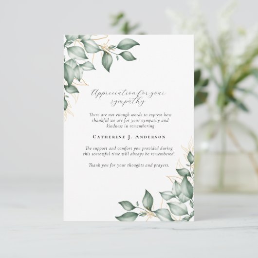 Eucalyptus in liefdevolle herinnering Fotobegrafen Bedankkaart (Staand voorkant)