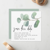 Eucalyptus Informeel Script De datum opslaan Notitiekaartje (Voorkant / Achterkant in situ)