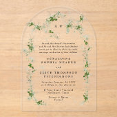 Eucalyptus Ingelijste Krans Monogram Trouwboog Acryl Uitnodigingen (Voorkant)