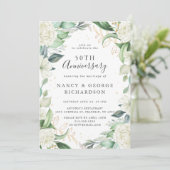 Eucalyptus Ivoren Bloemen 50ste bruiloft Jubileum Kaart (Staand voorkant)