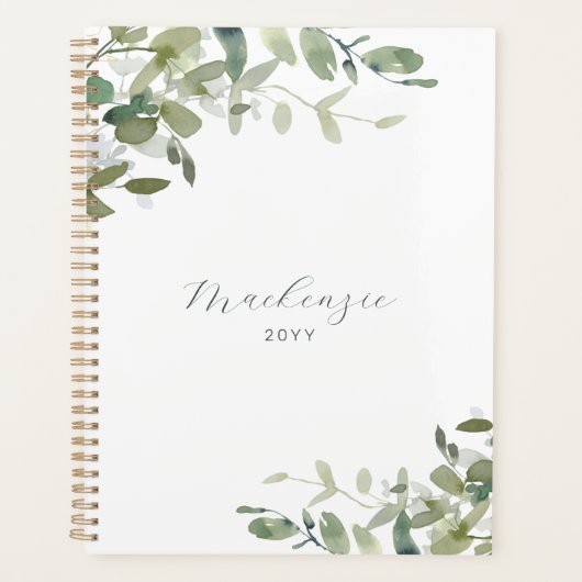 Eucalyptus Ivy Greenery Elegant minimalist Planner (Voorkant)