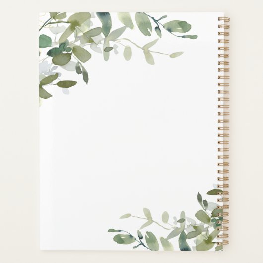 Eucalyptus Ivy Greenery Elegant minimalist Planner (Achterkant)