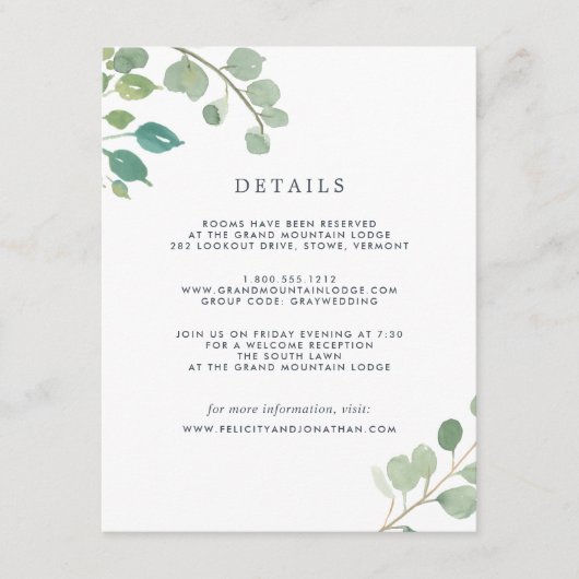 Eucalyptus | Kaart gastgegevens (Voorkant)