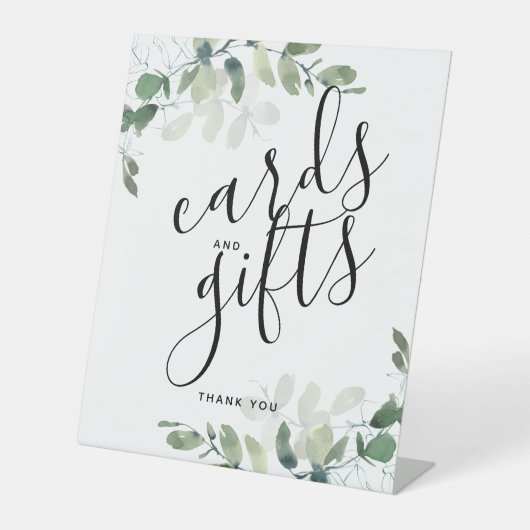 Eucalyptus-Kaarten en -cadeautjes Reclamebord Met Voetstuk (Voorkant)