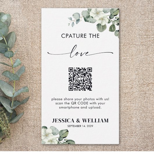 Eucalyptus kalligrafie Capture de liefde QR-code Informatiekaartje
