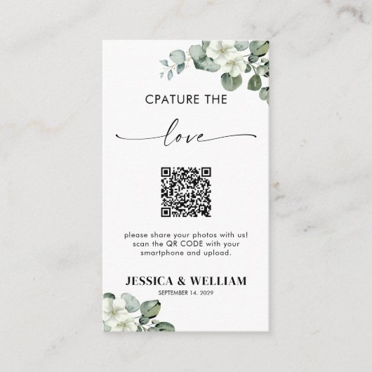 Eucalyptus kalligrafie Capture de liefde QR-code Informatiekaartje (Voorkant)