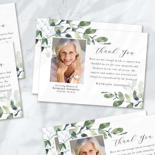 Eucalyptus Kalligrafie Foto Begrafenismonument Bedankkaart