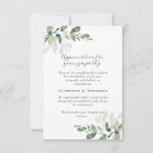 Eucalyptus kalligrafie foto Sympathie begrafenis Bedankkaart (Voorkant)