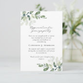 Eucalyptus kalligrafie foto Sympathie begrafenis Bedankkaart (Staand voorkant)