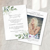 Eucalyptus kalligrafie foto Sympathie begrafenis Bedankkaart