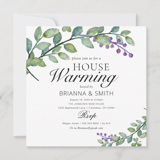 Eucalyptus kalligrafie Housewarming Kaart (Voorkant)