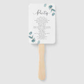 Eucalyptus & kalligrafie huwelijksceremonie progra handwaaier (Achterkant)