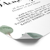 Eucalyptus kalligrafie In Liefdevolle Herinnering Poster (Hoek)