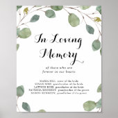 Eucalyptus kalligrafie In Liefdevolle Herinnering Poster (Voorkant)