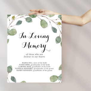 Eucalyptus kalligrafie In Loving Memory bord Poster