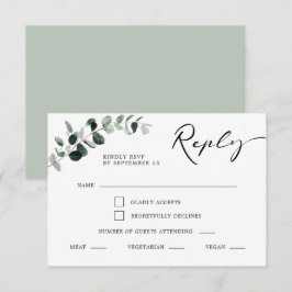 Eucalyptus Kalligrafie Maaltijd Keuze Bruiloft RSVP Kaartje