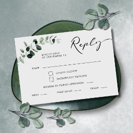 Eucalyptus Kalligrafie Maaltijd Keuze Bruiloft RSVP Kaartje
