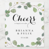 Eucalyptus Kalligrafie Proost Wijn Etiketten (Enkel label)