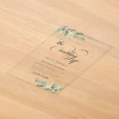 Eucalyptus kalligrafie script bruiloft acryl uitnodigingen (Laagn)
