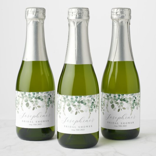 Eucalyptus kalligrafie script mini fles labels sparkling wijnetiket (Flessen)