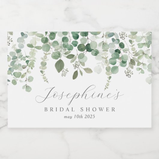 Eucalyptus kalligrafie script mini fles labels sparkling wijnetiket (Enkel label)