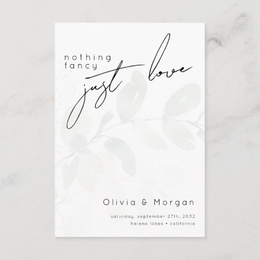 Eucalyptus Kalligrafie Script QR Code Huwelijk Informatiekaartje (Achterkant)