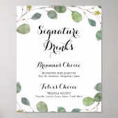 Eucalyptus kalligrafie signature drankjes bord poster (Voorkant)