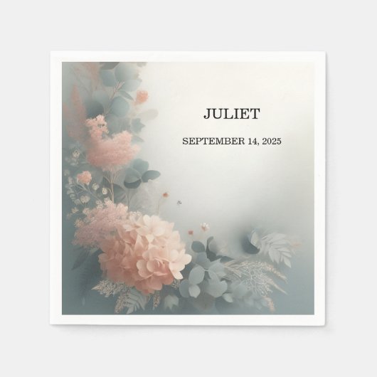 Eucalyptus Kant Tule Stof Blauw Bruidsfeest Servet (Voorkant)