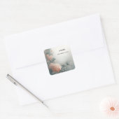 Eucalyptus Kant Tule Stofblauw Bruidsdouche Vierkante Sticker (Envelop)
