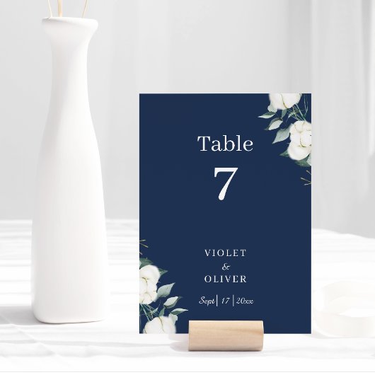 Eucalyptus Katoen Navy Modern Klassiek Tafelnummer