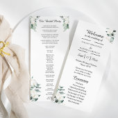 Eucalyptus Katoen | Witte Moderne Bruidsfeest Plat Programmakaart