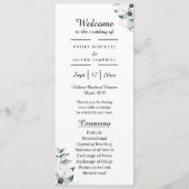 Eucalyptus Katoen | Witte Moderne Bruidsfeest Plat Programmakaart (Voorkant)