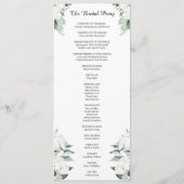 Eucalyptus Katoen | Witte Moderne Bruidsfeest Plat Programmakaart (Achterkant)