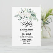 Eucalyptus katoenen bloem bruiloft kaart (Staand voorkant)