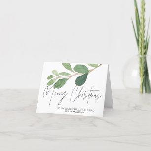 Eucalyptus kerstkaart voor moeder en vader feestdagen kaart