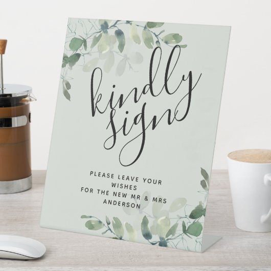 Eucalyptus Kindly Sign Weddenschap Reclamebord Met Voetstuk (Insitu)