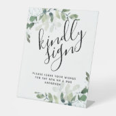 Eucalyptus Kindly Sign Weddenschap Reclamebord Met Voetstuk (Voorkant)