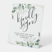 Eucalyptus Kindly Sign Weduwboek Reclamebord Met Voetstuk (Voorkant)